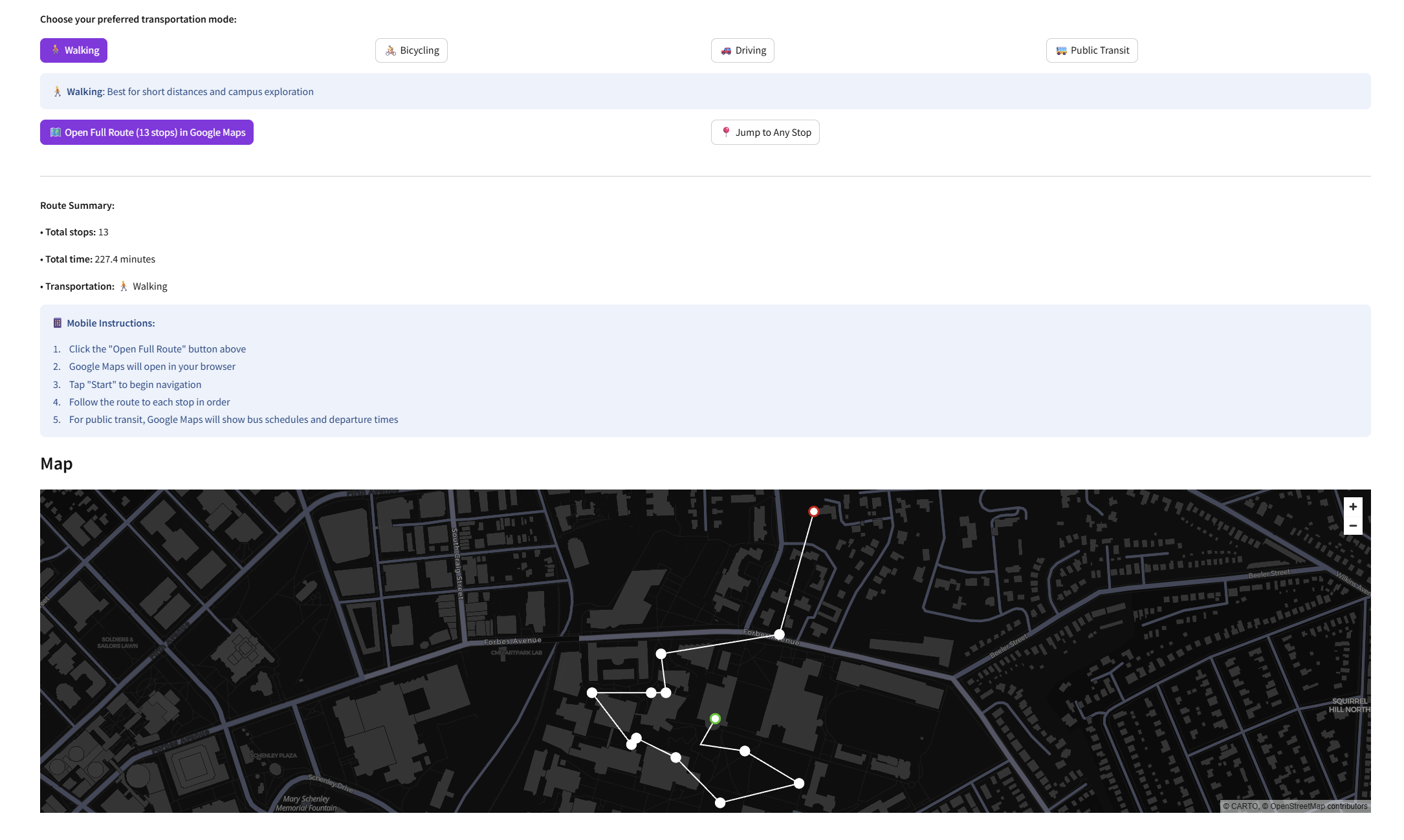 Tartan Explore - Campus Map Interface
